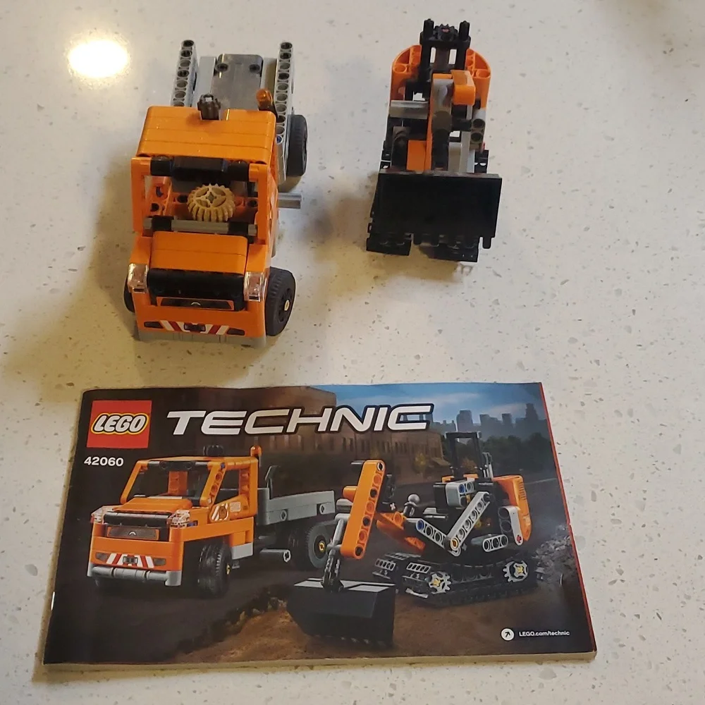 LEGO Orange and Black Technic Tow Truck with Excavator, No Box